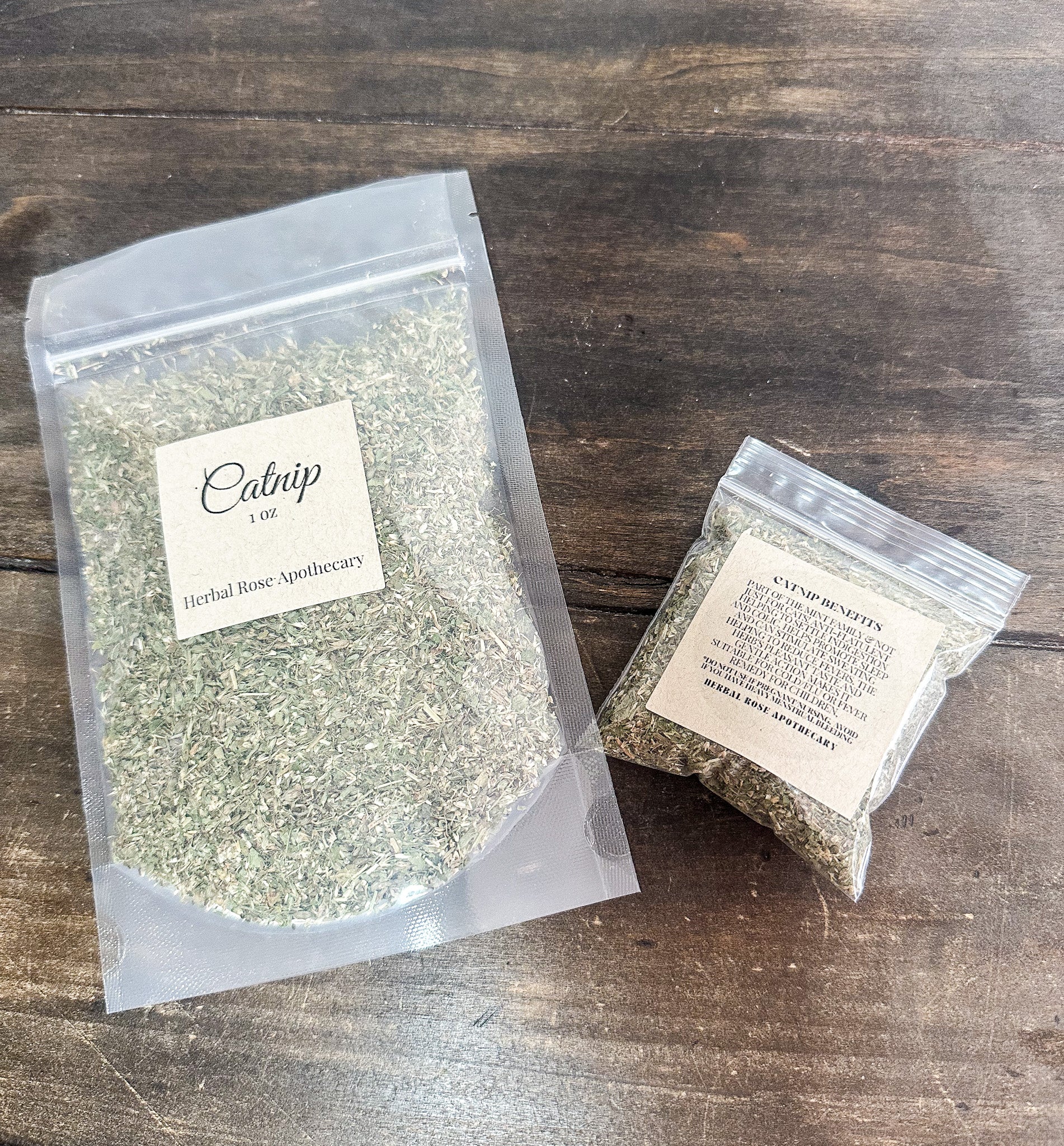 Different sized packages of Catnip