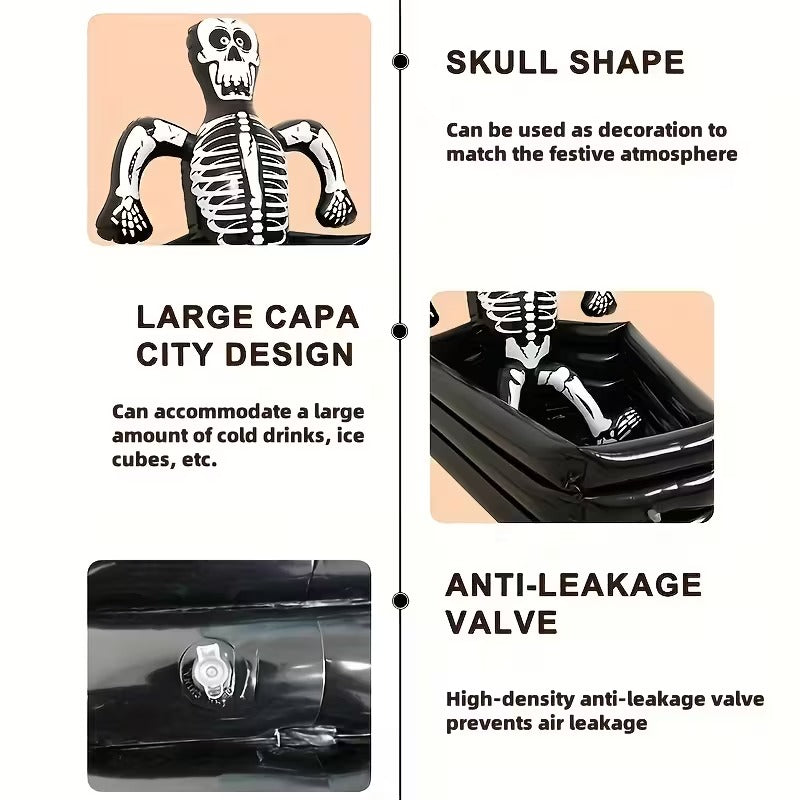 imgi_196_9c63fdcd-e4f4-4b50-93fb-bf33dd8dad5a.jpg Close up photos of the Skeletons face, large capacity of the black coffin for drinks and ice, and the anti-leakage air valve of the giant inflatable skeleton ice bucket decoration